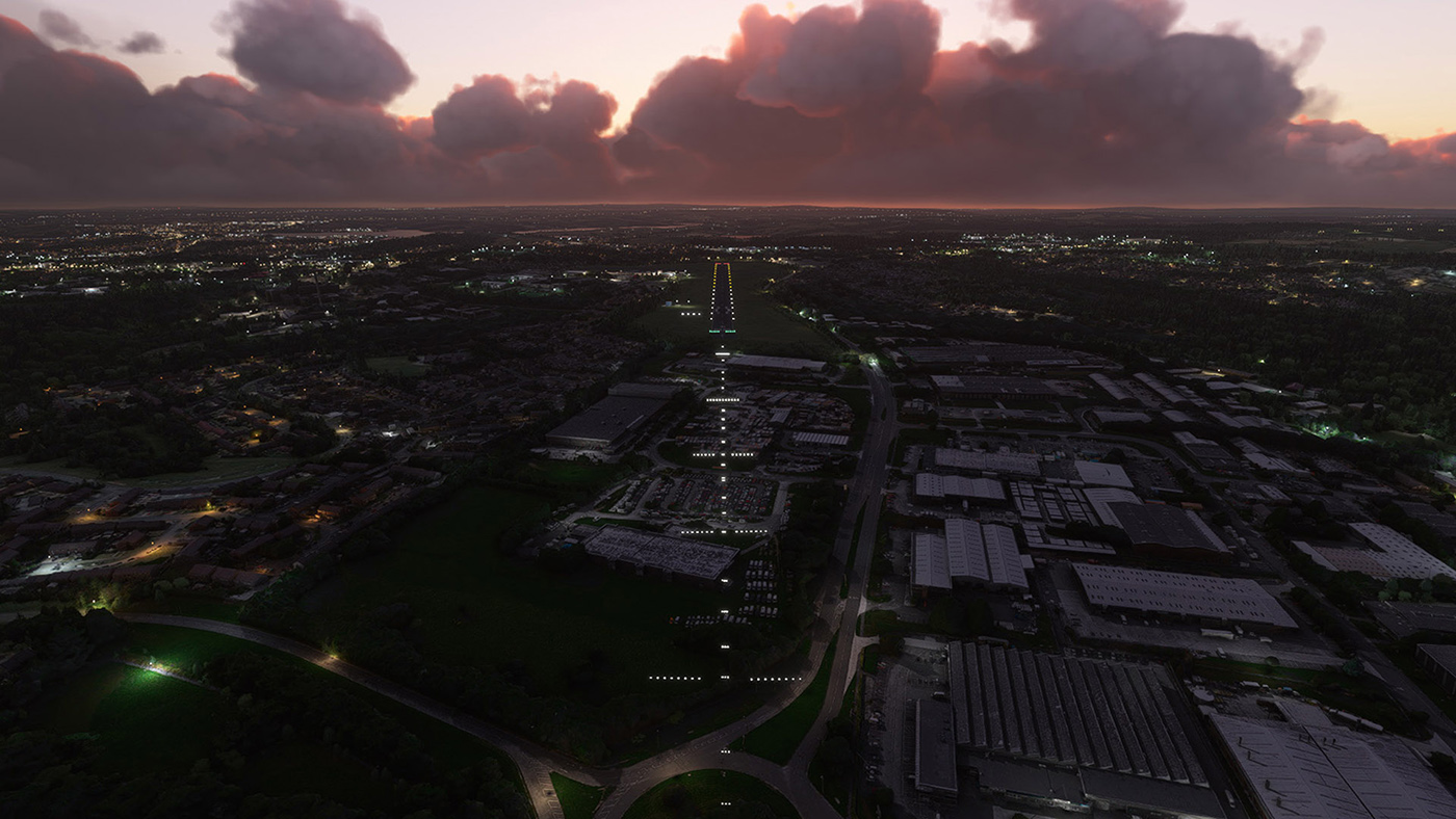 Airport EGHD approach landing at night